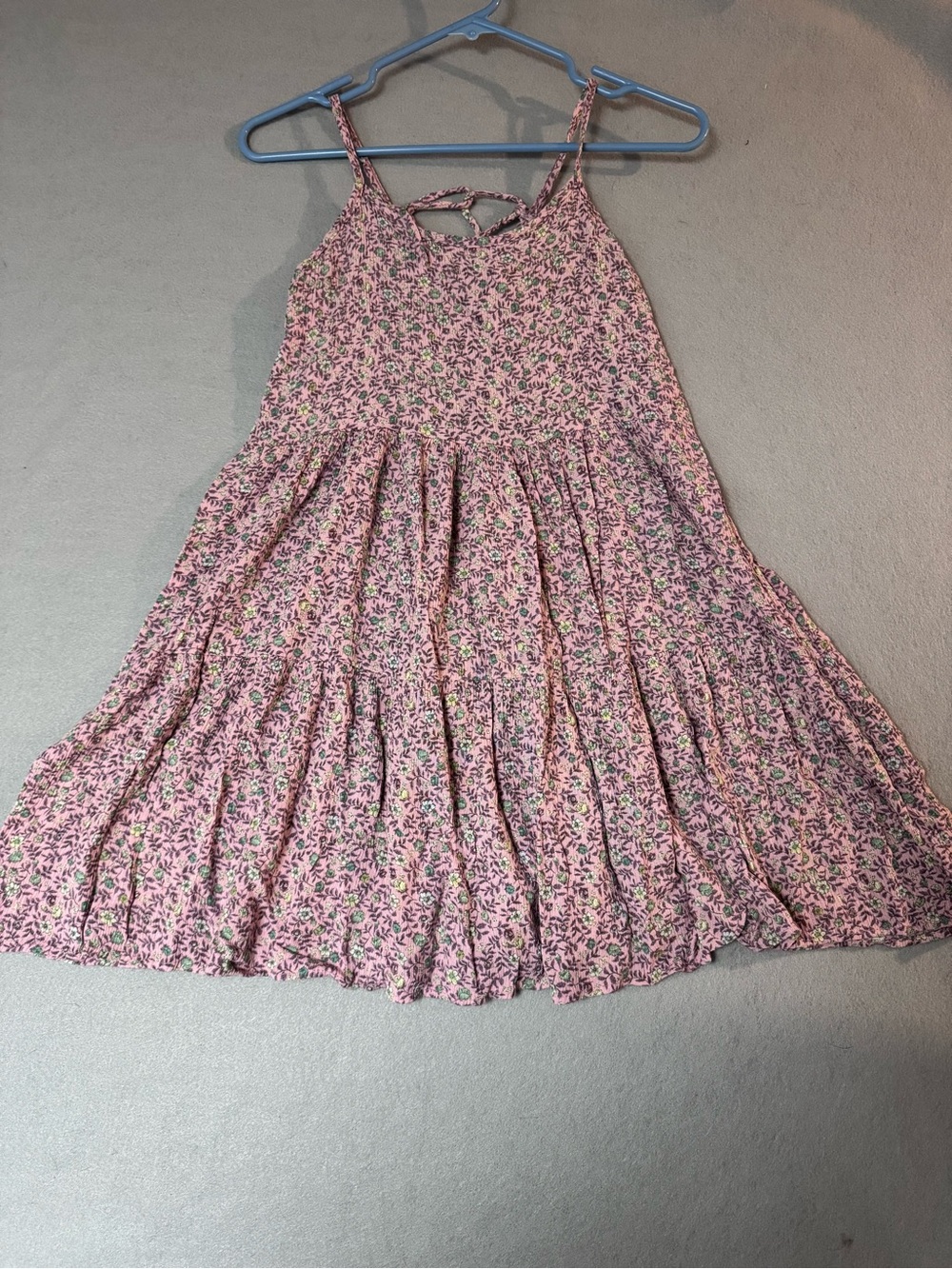 7th Ray Pink Floral Tiered Midi Sundress
